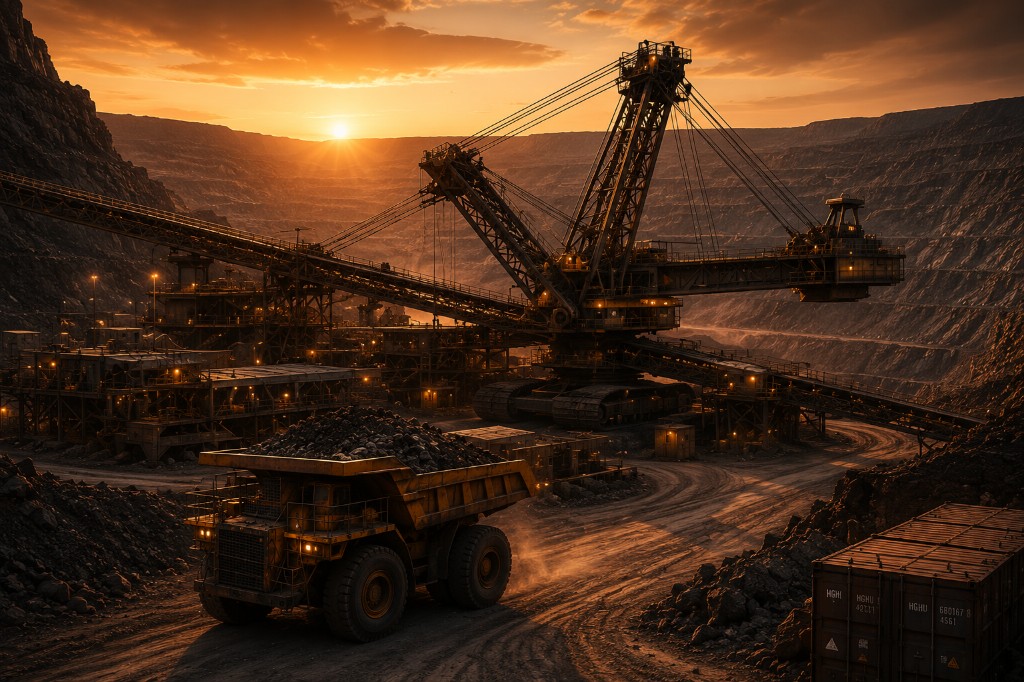 Global mining operations with advanced equipment and technology